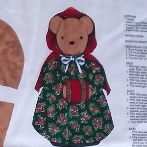 Holly Bear Christmas sewing panel